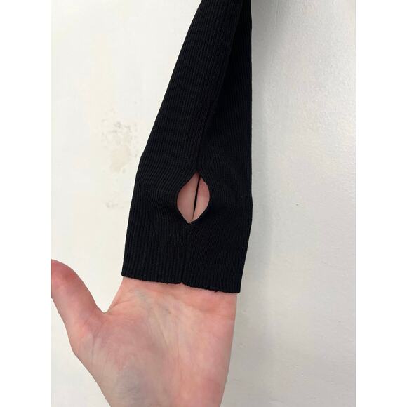 Helmut Lang Slash Asymmetric Cut Out Ribbed Knit Cropped Long Sleeve Tee Small - Picture 9 of 11